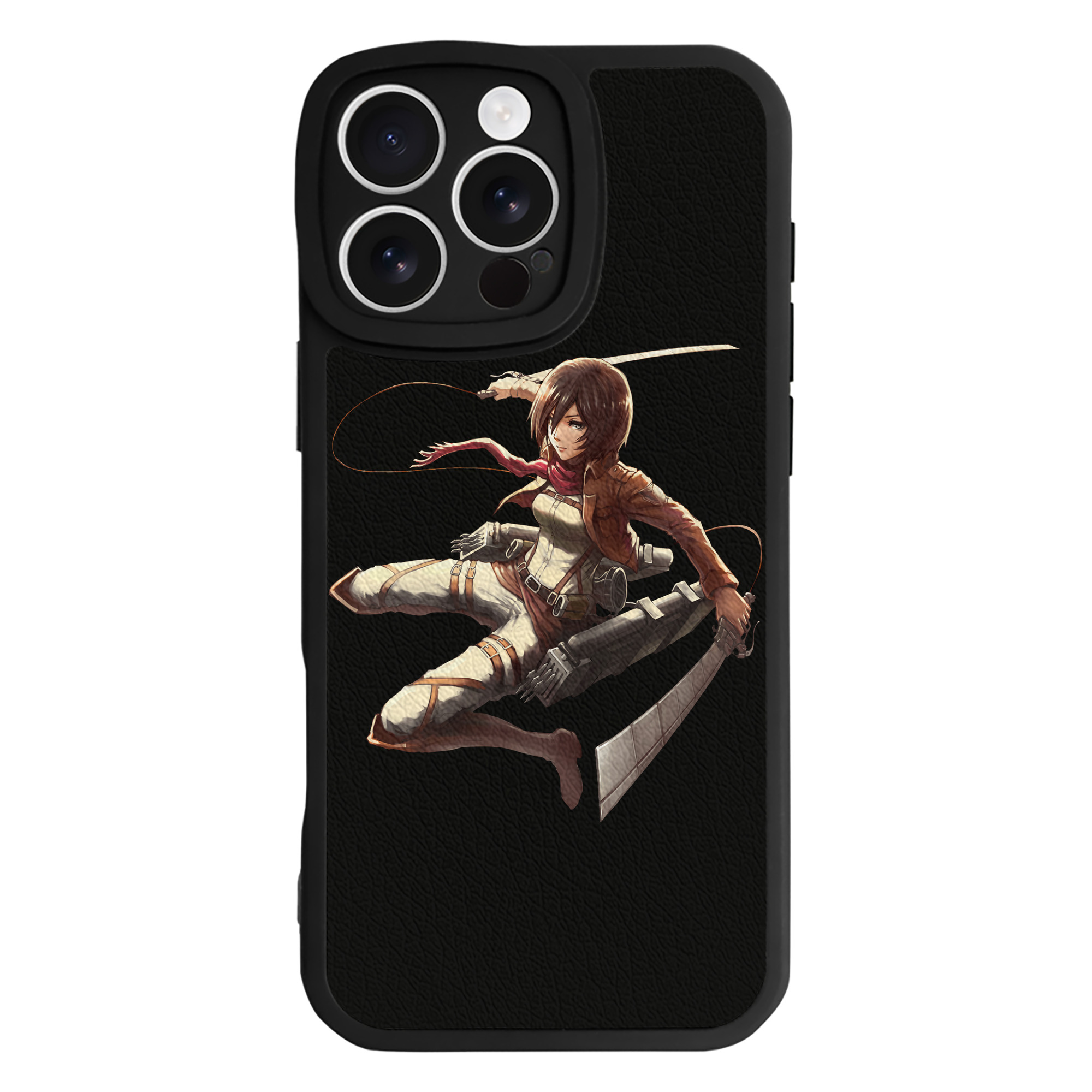 （画像用） 進撃の巨人 ミカサ·アッカーマン Attack on Titan Mikasa Ackerman 【iPhone 16シリーズ対応】シリコンスマホケース（レザー調） 材質：シリコン